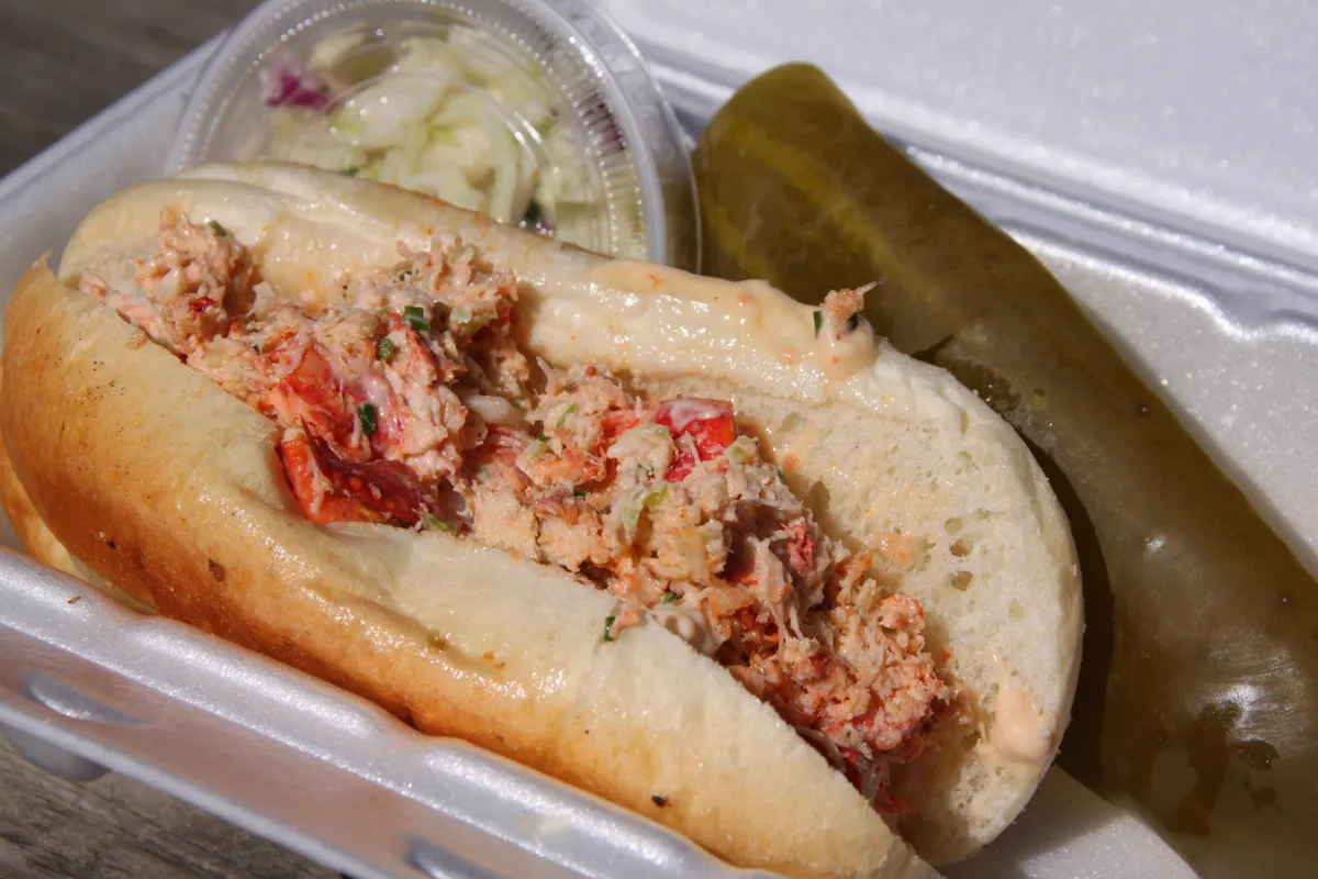 Maine lobster roll, a good stop in Kennebunkport or at the OOB pier