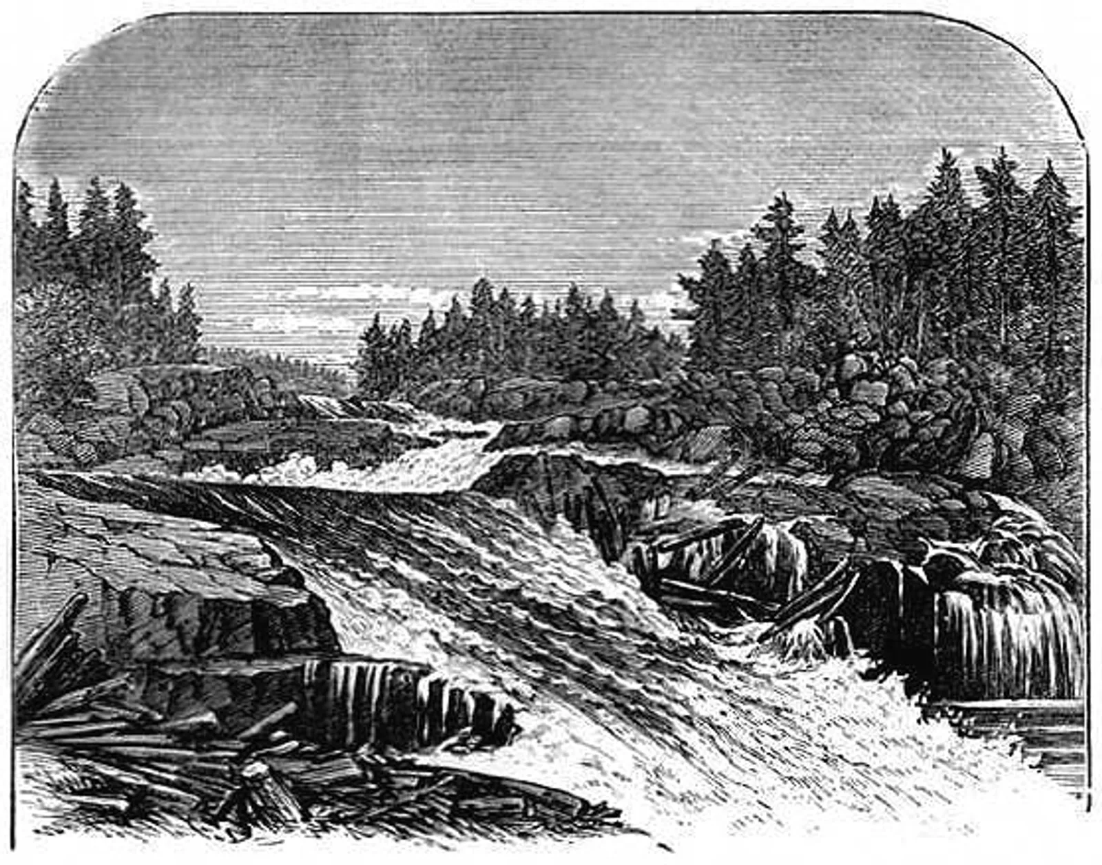 Saco River falls near downtown Saco, Maine