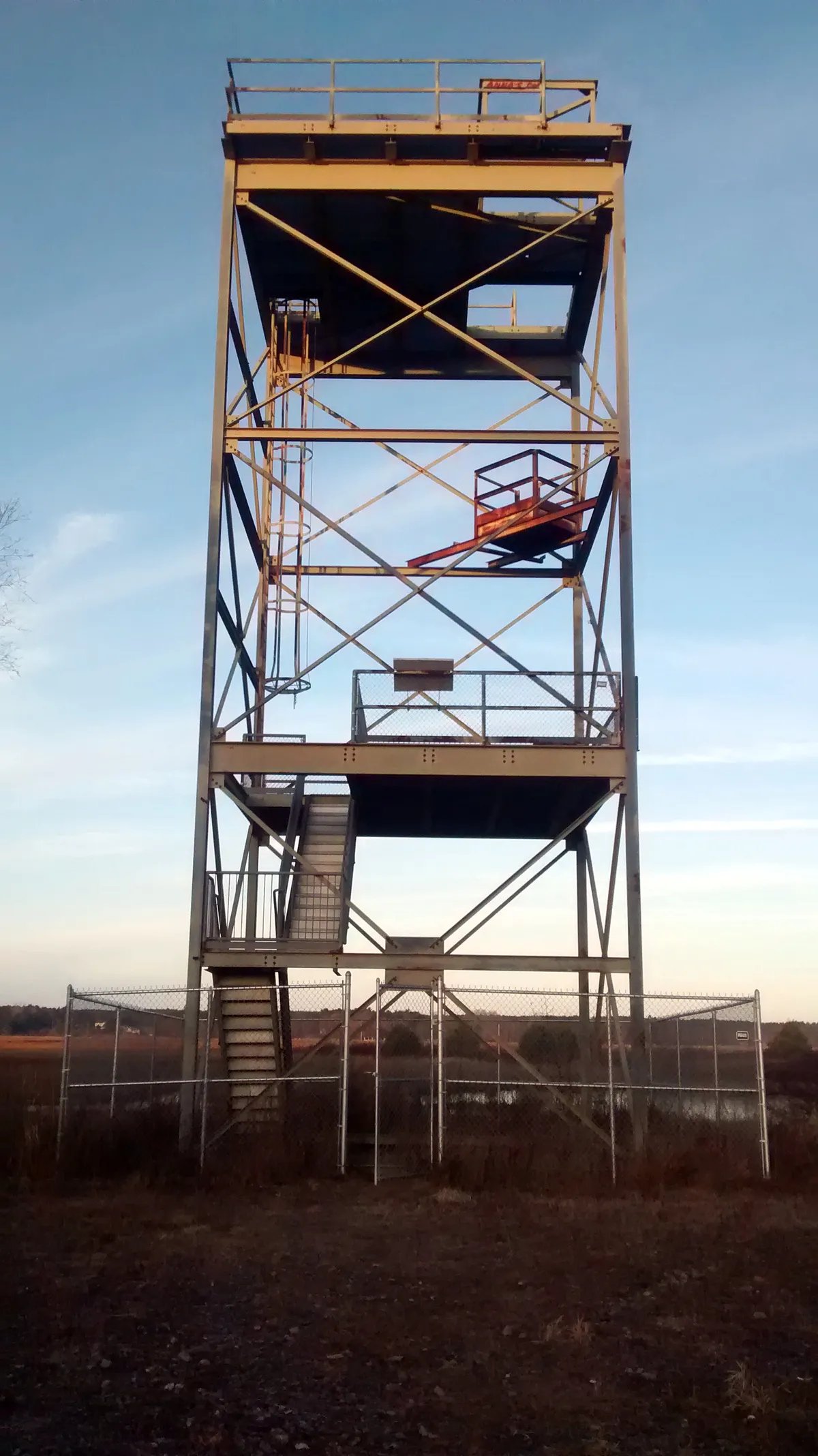 Coastal observation tower in the southern Maine marsh area near Saco
